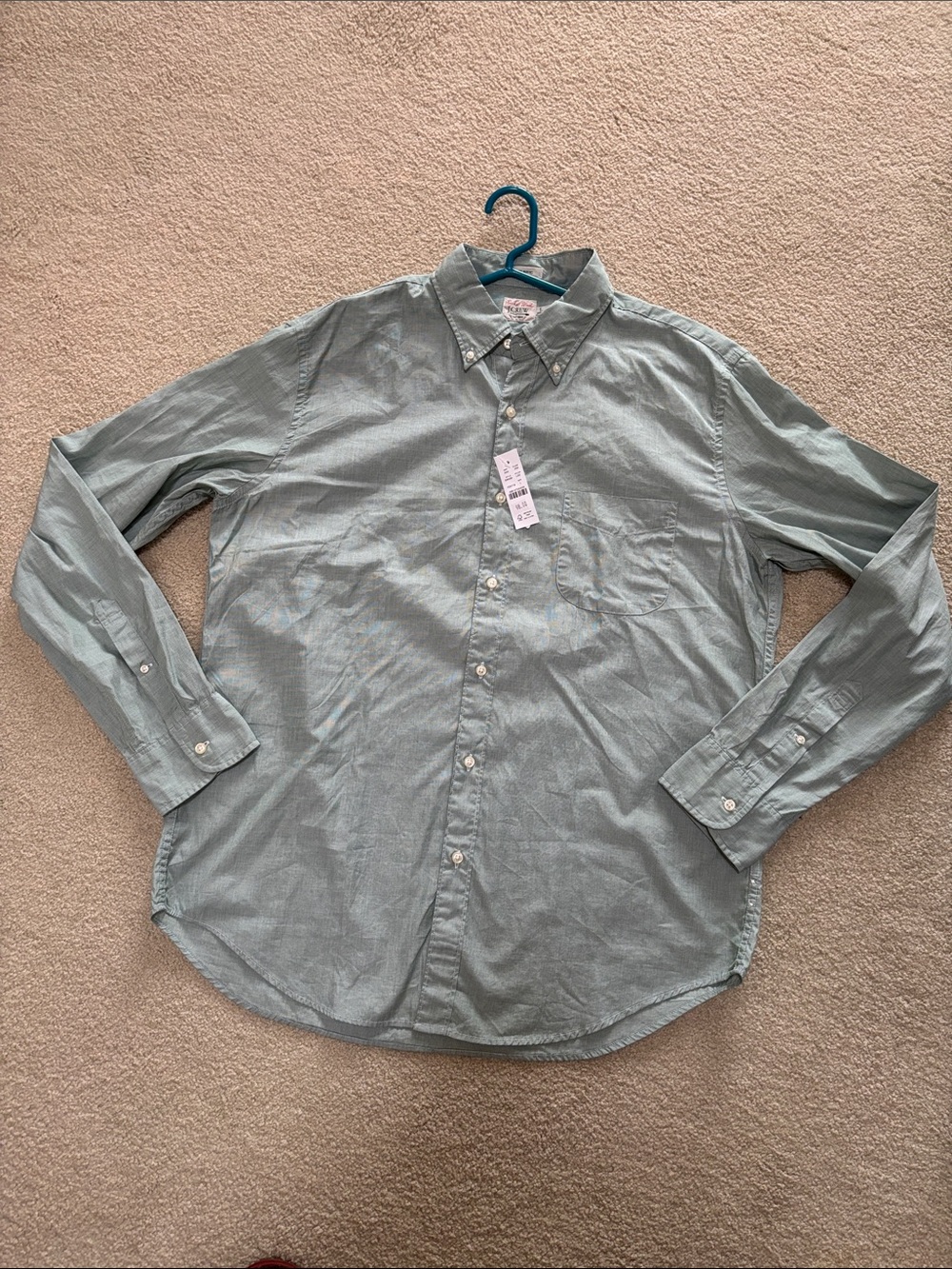 J.Crew Classic Cotton Button Down Shirt in Green Size Large NWT